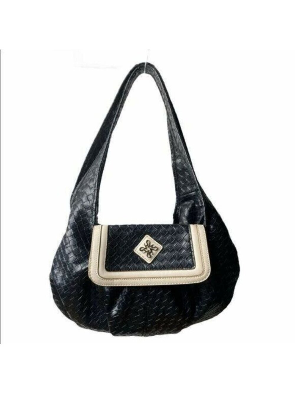 Simply Vera Vera Wang Double Strapped Shoulder Bag Black Tan EUC